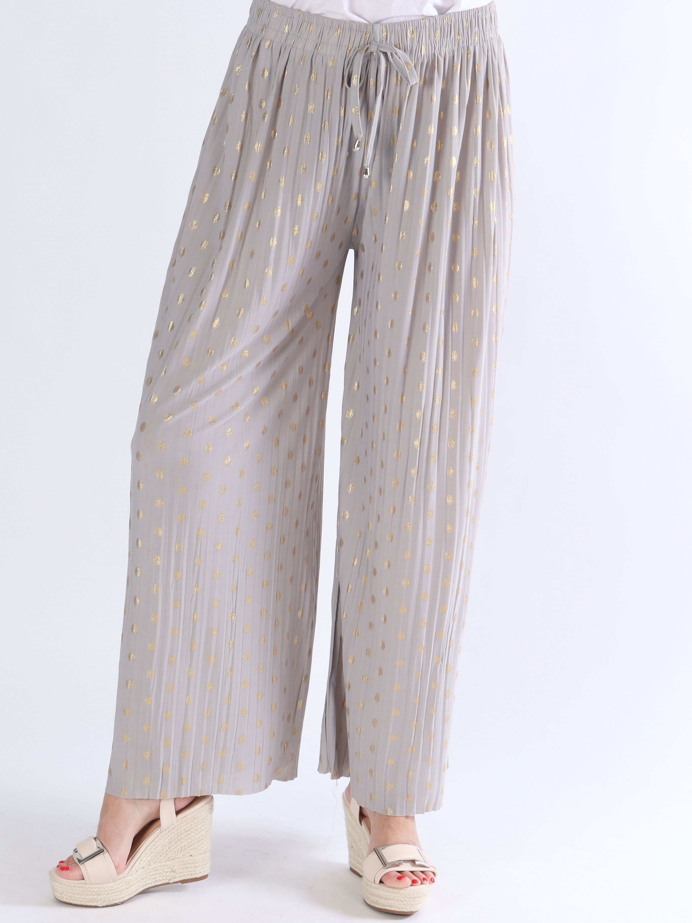 Fahima - Byxor med gulddetaljer och veck